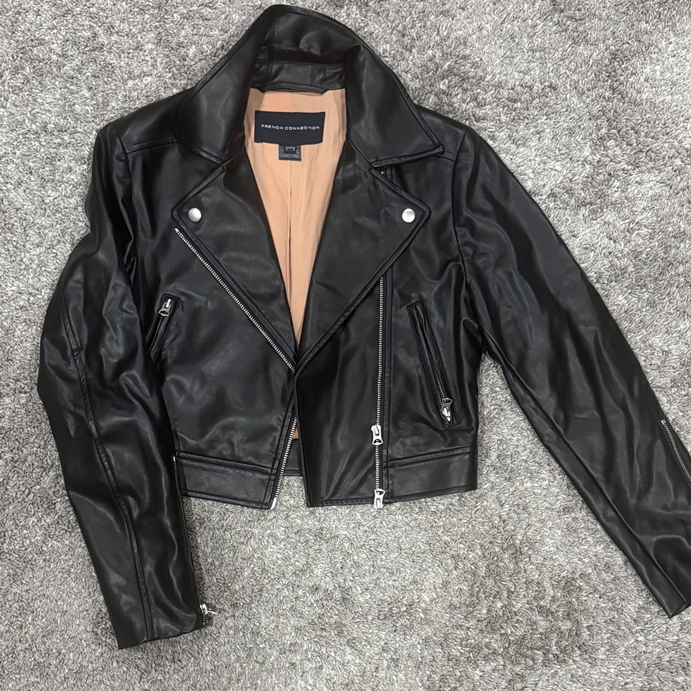 French Connection Black Faux Leather Jacket